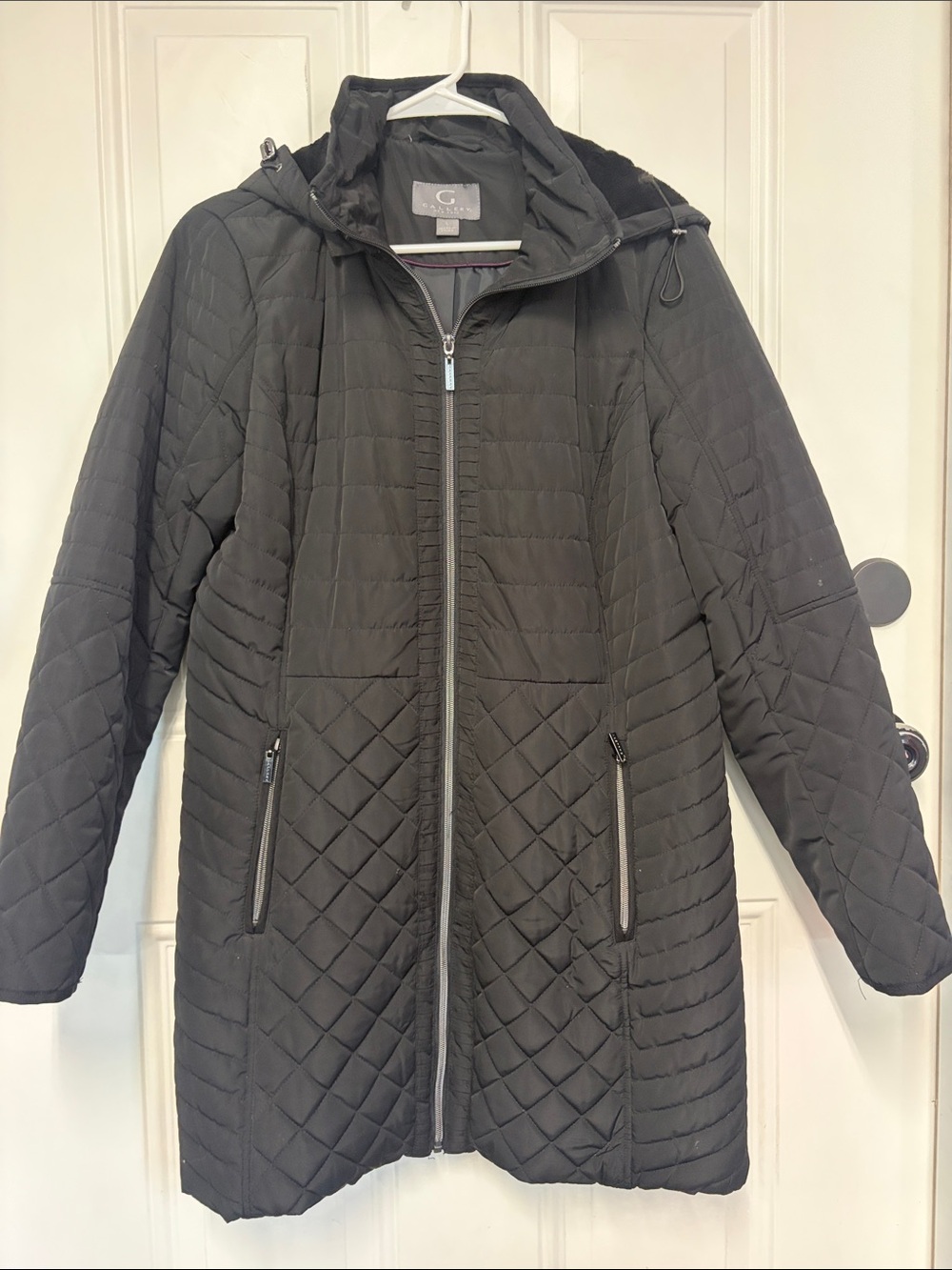 Gallery Black Quilted Hooded Puffer Coat